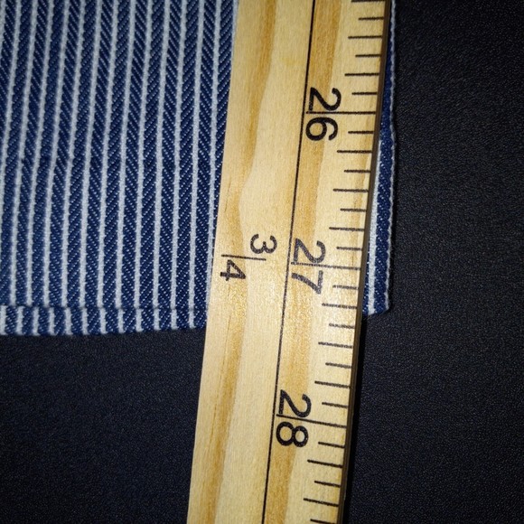 Alfred Dunner Pants Size 18 Blue Pull On Straight Leg Pockets Pin Stripe Cropped - Picture 8 of 12